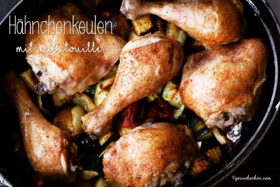 Ratatouille mit Hähnchenkeulen