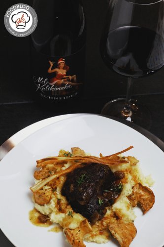 Kalbsbäckche mit Pastinakenpüree und Pilzen