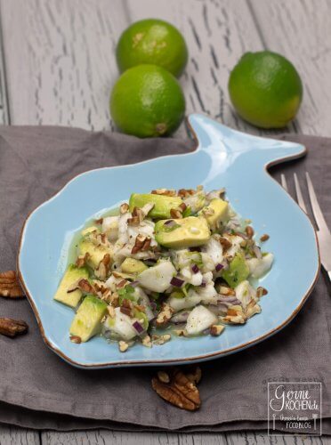 Ceviche vom Kabeljau mit Avocado und Pecannüssen