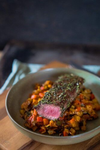 Gekräutertes Lamm mit Ratatouille