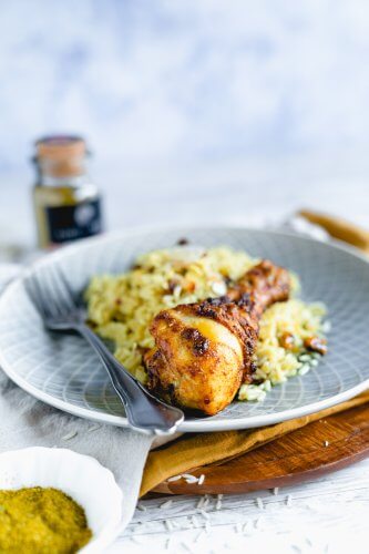 Orientalischer Reis mit Hähnchenkeulen