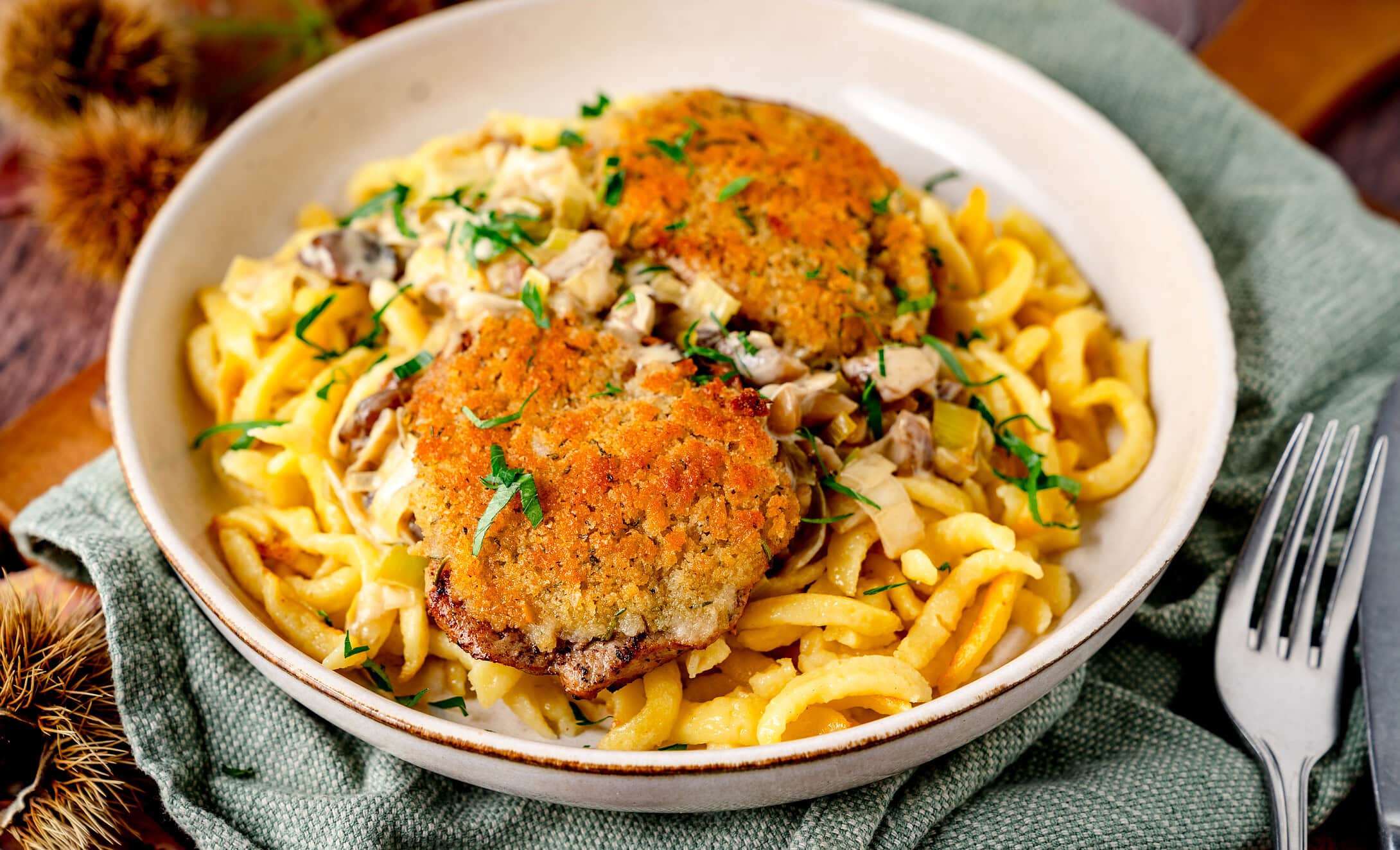 Kalbsmedaillons mit Kräuterkruste